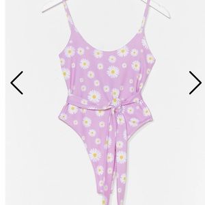 Nasty Gal - Floral Tie Waist High Leg Swimsuit